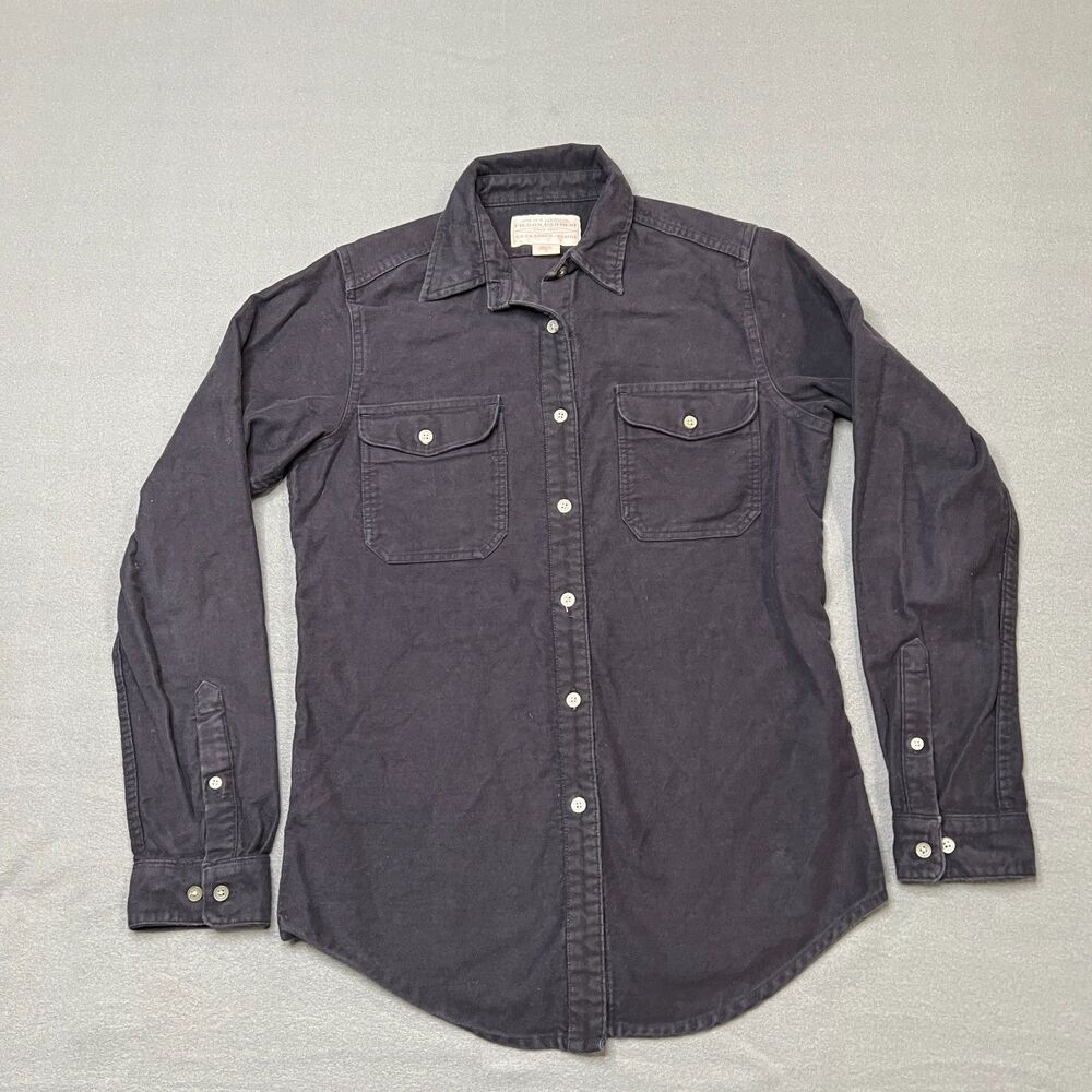 Filson Shirt Women Small Black 100% Cotton Collared Long Sleeve Casual Button-Up